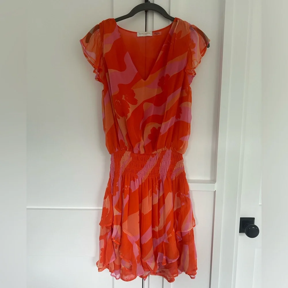 Ramy Brook pink and orange V-Neck dress size XS - Picture 1 of 4